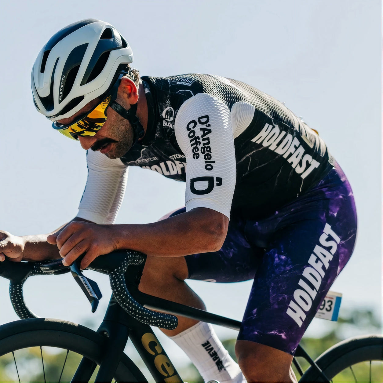 A rider in Black Sheep custom apparel